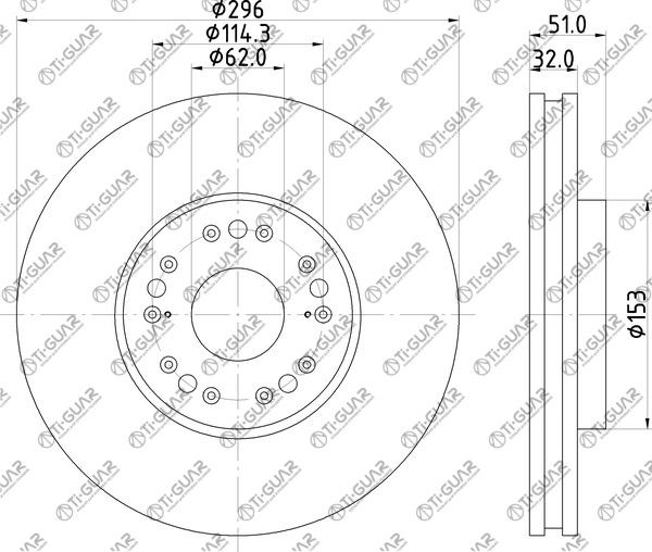 Диск тормозной правый TG-BDP0017/43512-53010 *Ti•GUAR (перфорированный)